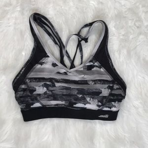 Strappy black sports bra
